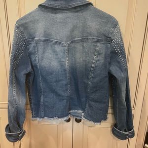 Denim jacket with crystal decor - Slightly cropped with ombré distress